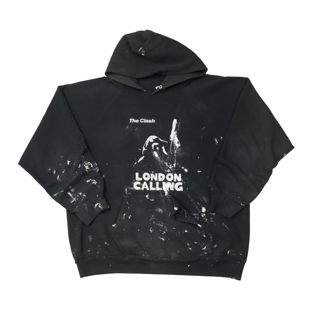 Vintage The Clash London Calling Graphic Hoodie Size Large Distressed